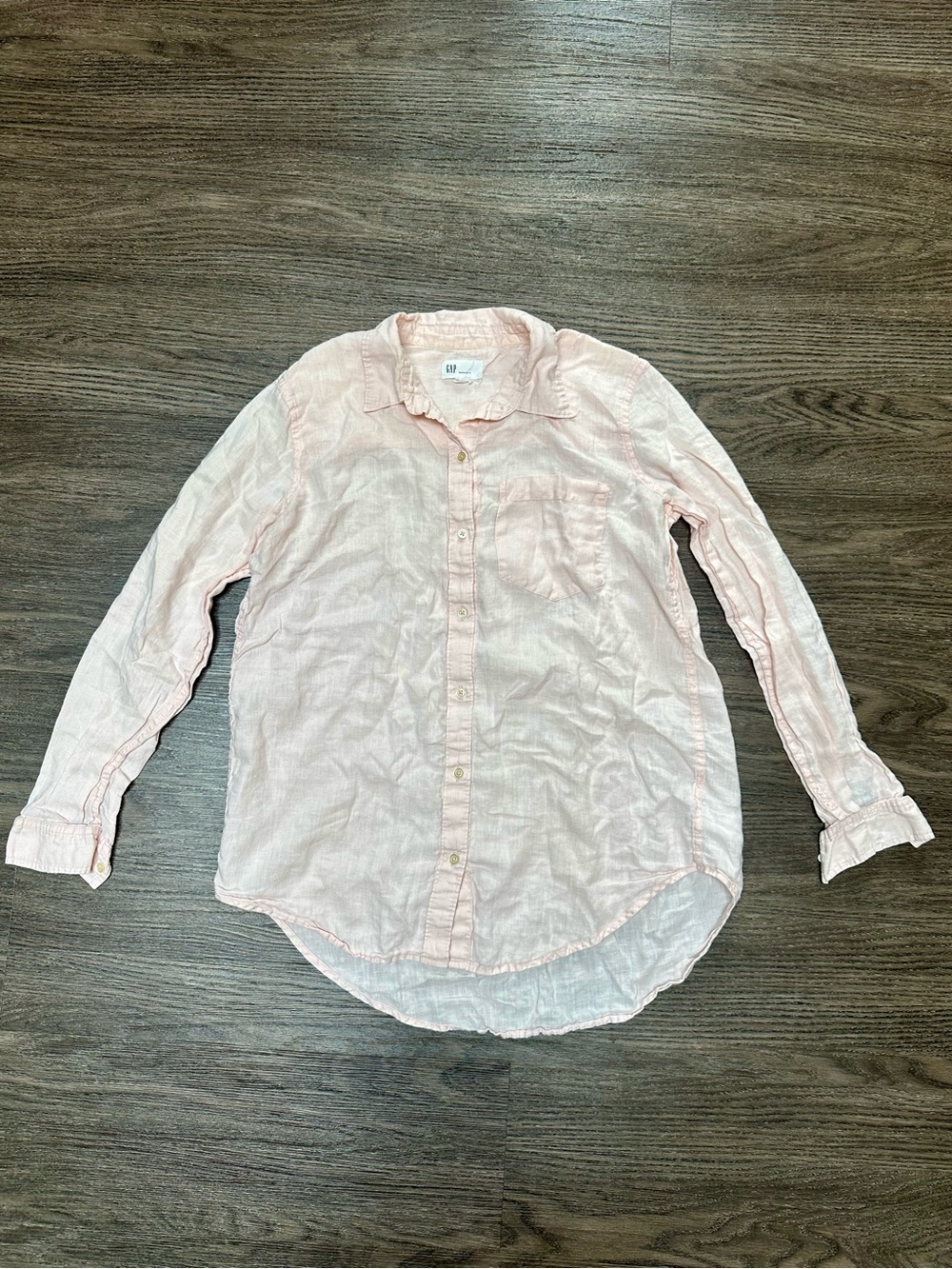 GAP Women’s Boyfriend Fit Linen Shirt, Blush Pink, Size S
